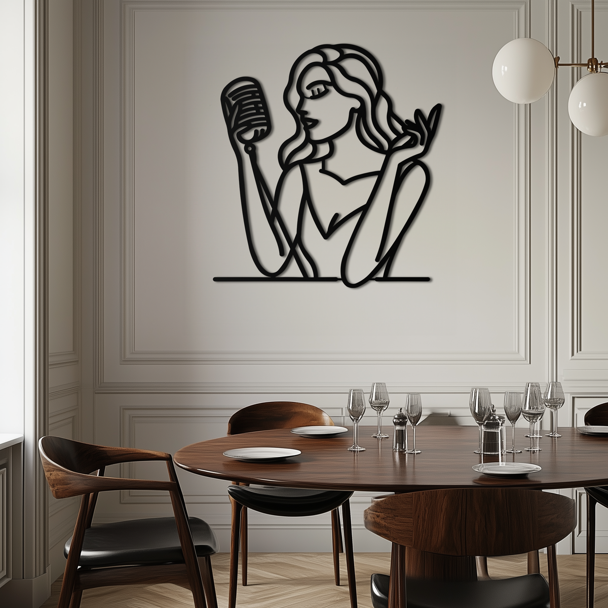 Metal Wall Art Singing Woman Modern Female Vocalist Silhouette - Home Wall Decor