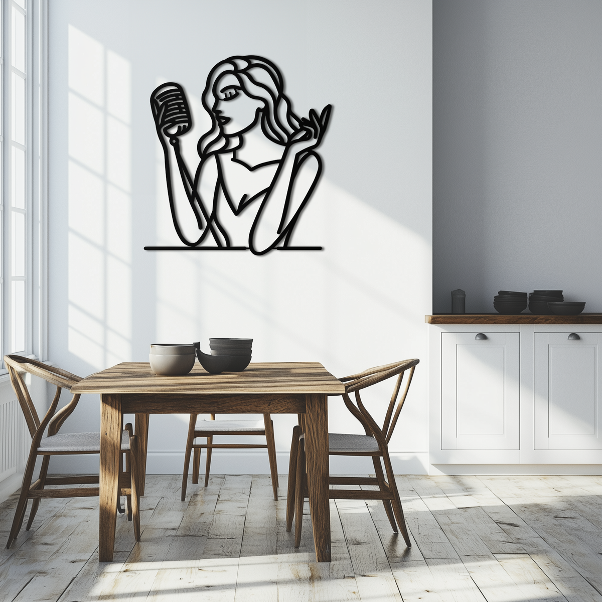 Metal Wall Art Singing Woman Modern Female Vocalist Silhouette - Home Wall Decor