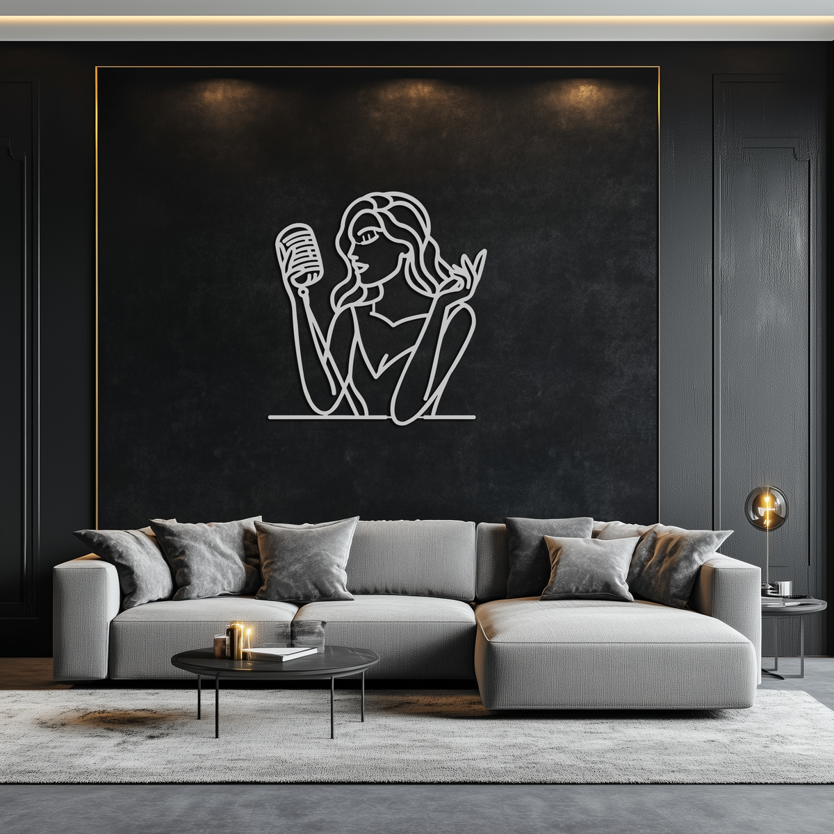 Metal Wall Art Singing Woman Modern Female Vocalist Silhouette - Home Wall Decor