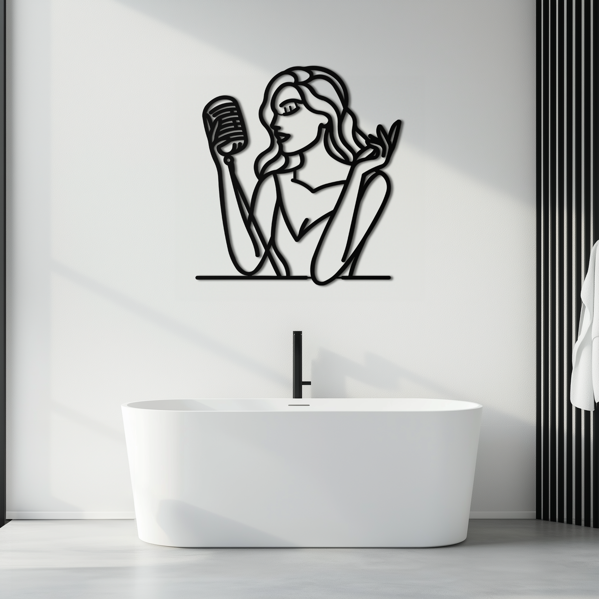 Metal Wall Art Singing Woman Modern Female Vocalist Silhouette - Home Wall Decor