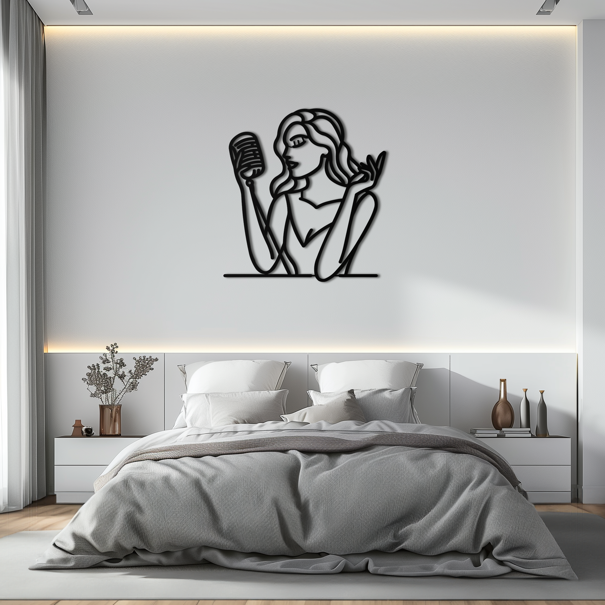 Metal Wall Art Singing Woman Modern Female Vocalist Silhouette - Home Wall Decor