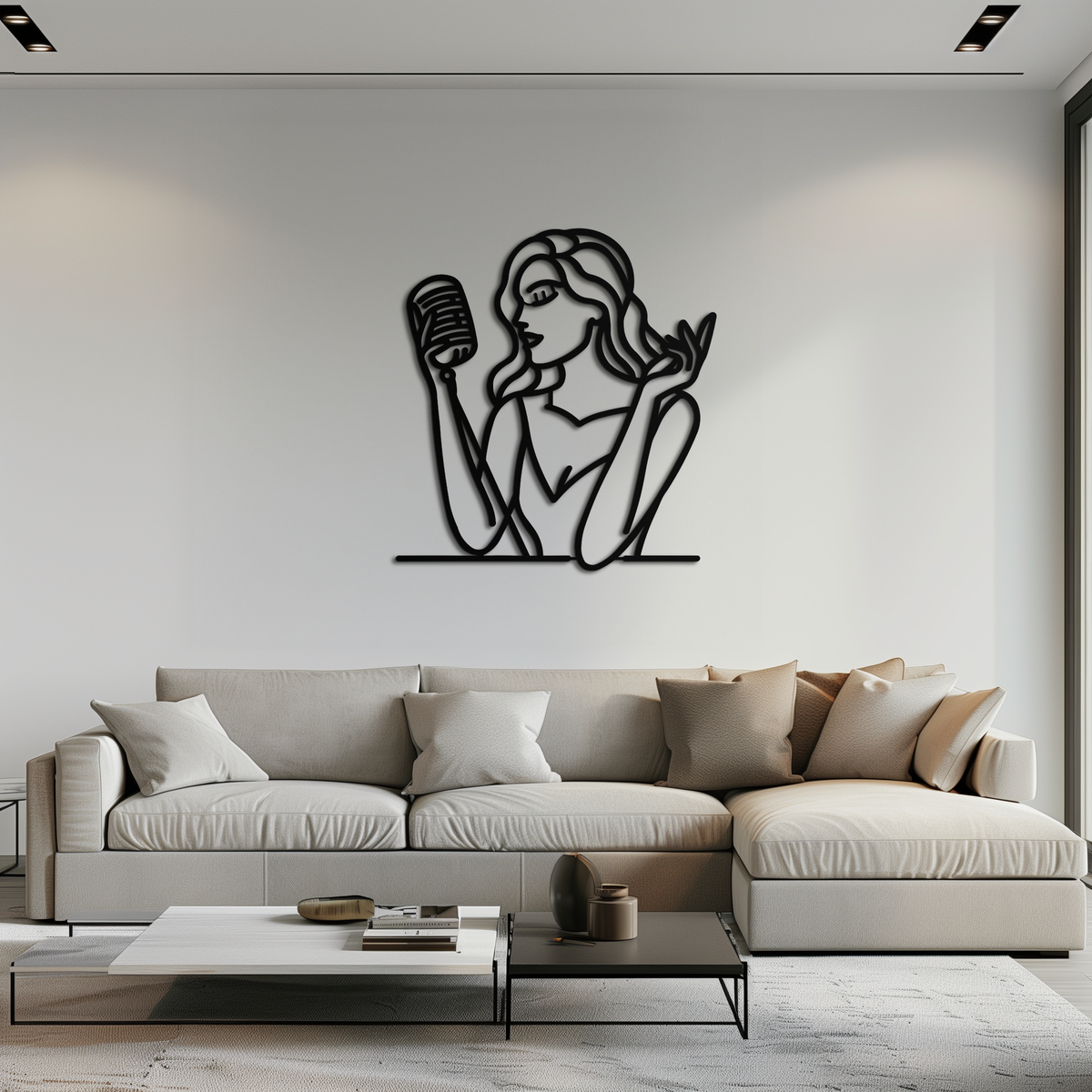 Metal Wall Art Singing Woman Modern Female Vocalist Silhouette - Home Wall Decor