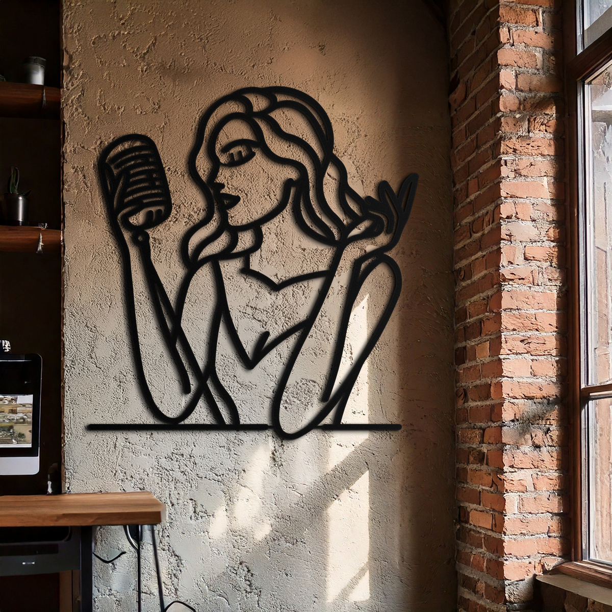 Metal Wall Art Singing Woman Modern Female Vocalist Silhouette - Home Wall Decor