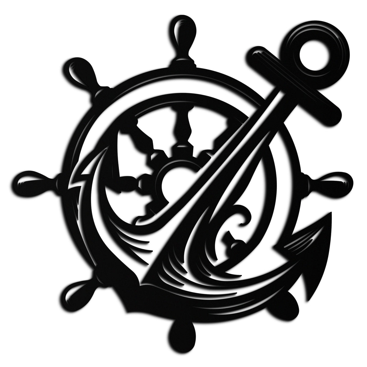 Metal Anchor and Ship Wheel Nautical Wall Art Industrial Style