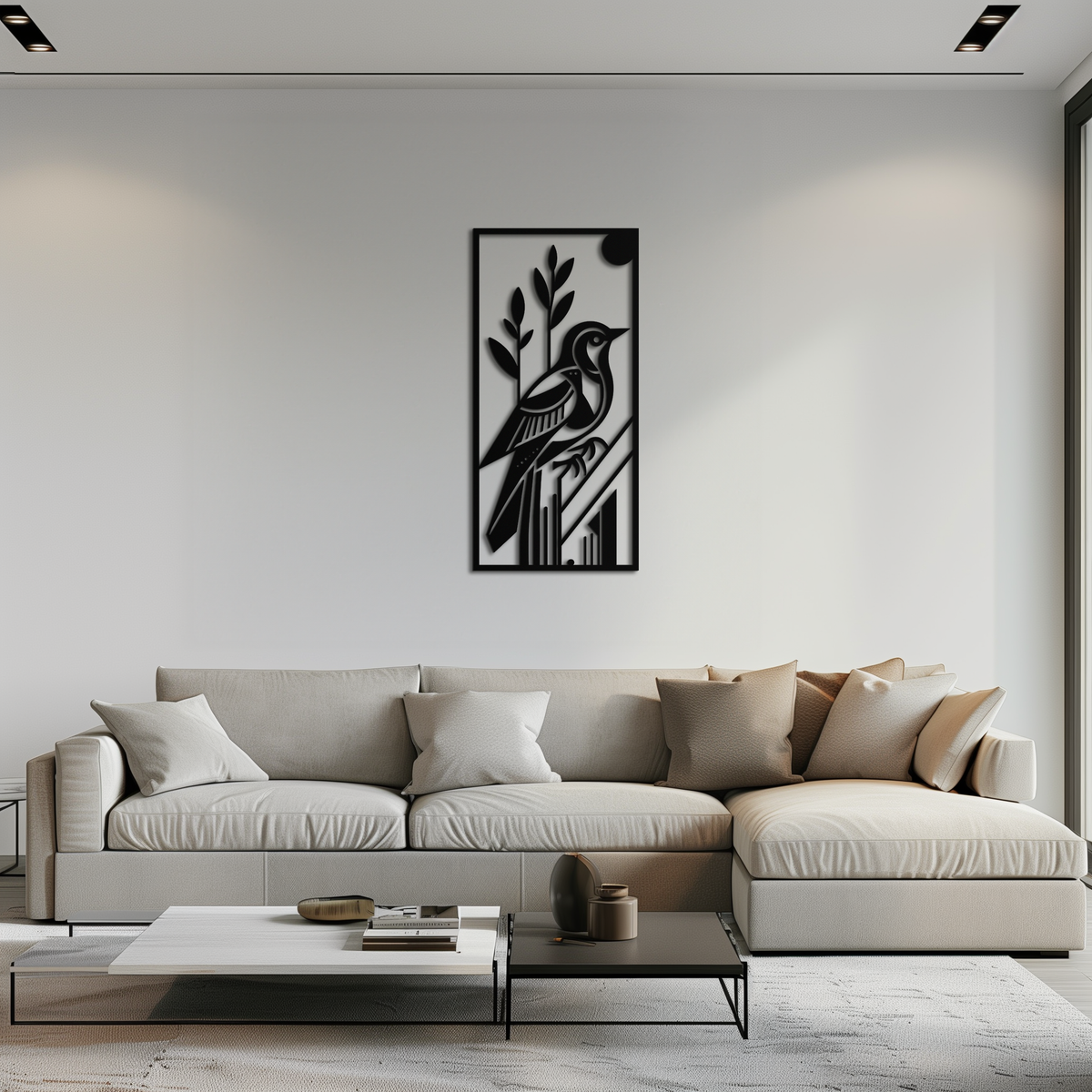 Metal Wall Art Bird - Minimalist Vertical Steel Nature Panel