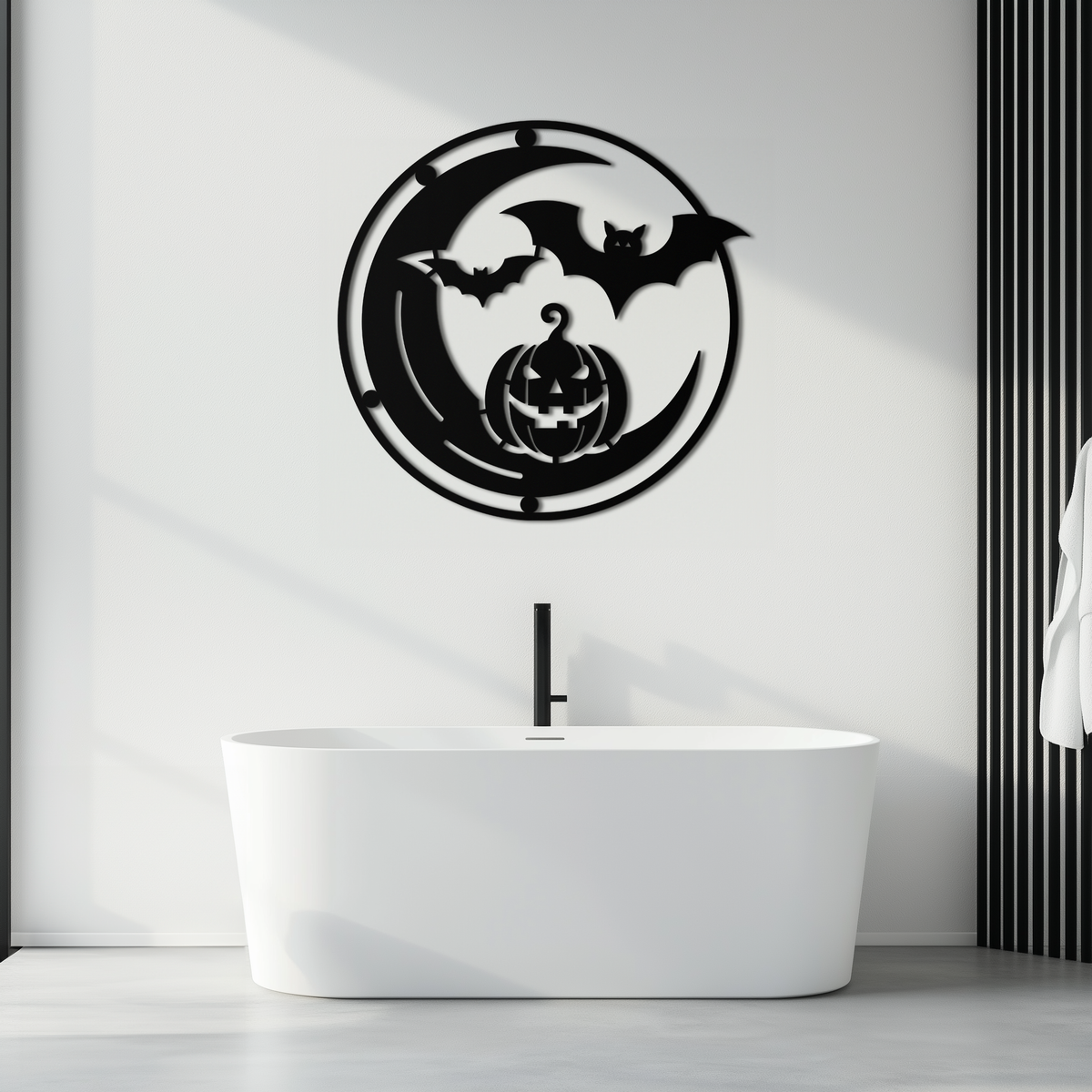 Metal Wall Art - Spooky Halloween Bat Pumpkin Jack-O-Lantern Design