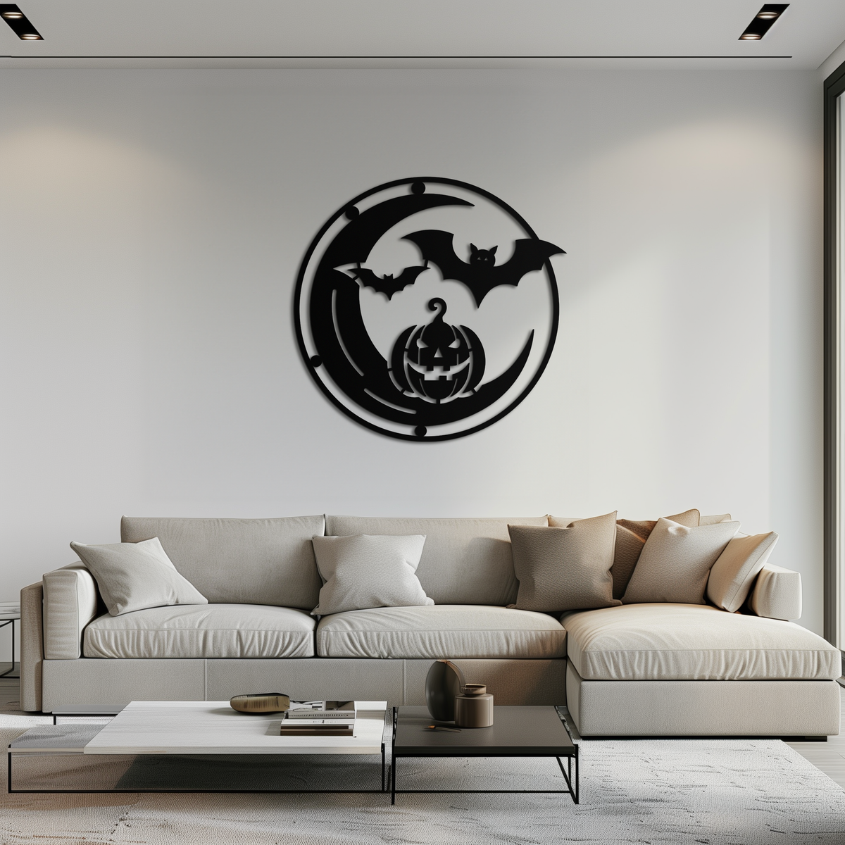 Metal Wall Art - Spooky Halloween Bat Pumpkin Jack-O-Lantern Design