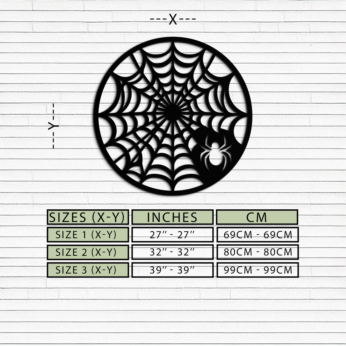 Black Metal Round Spider Web Wall Art Piece - Laser Cut Halloween Spider Decoration