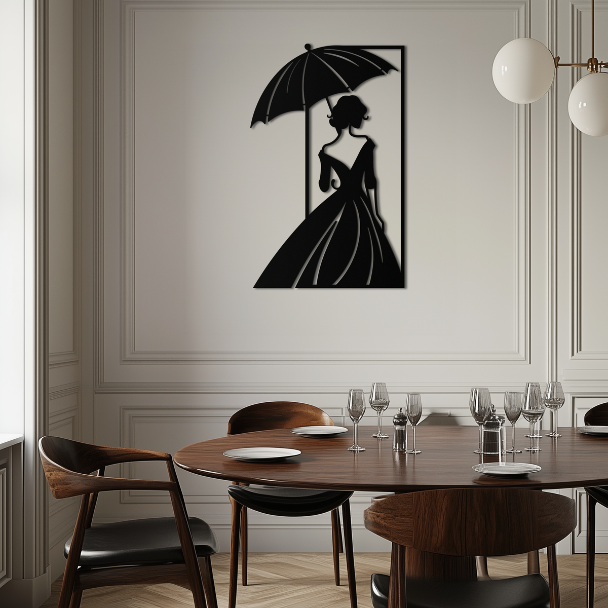 Metal Woman Silhouette Wall Art - Modern Elegant Female Panel