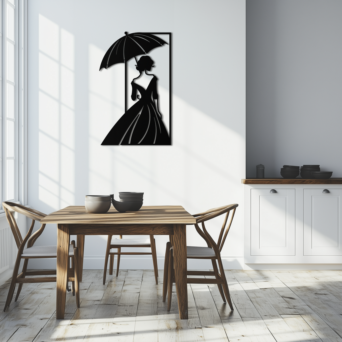 Metal Woman Silhouette Wall Art - Modern Elegant Female Panel