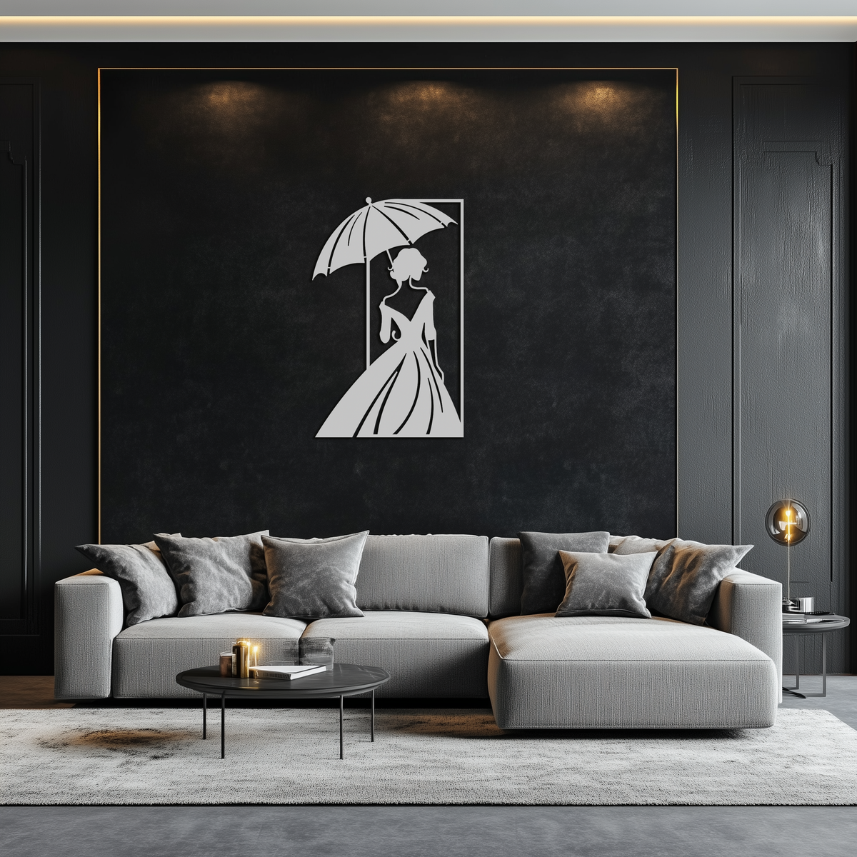 Metal Woman Silhouette Wall Art - Modern Elegant Female Panel