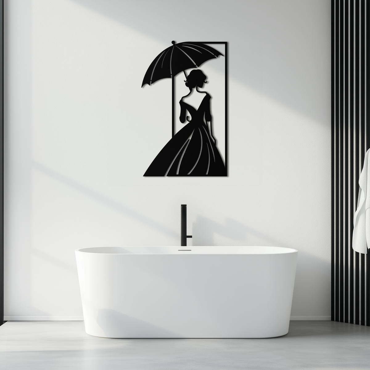 Metal Woman Silhouette Wall Art - Modern Elegant Female Panel