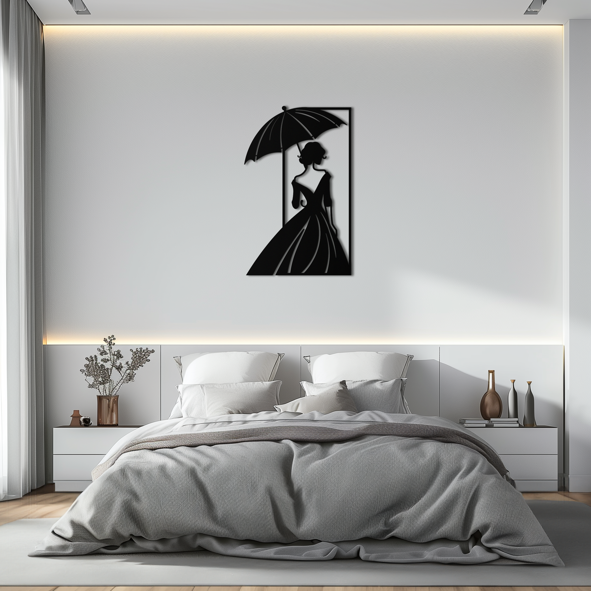 Metal Woman Silhouette Wall Art - Modern Elegant Female Panel