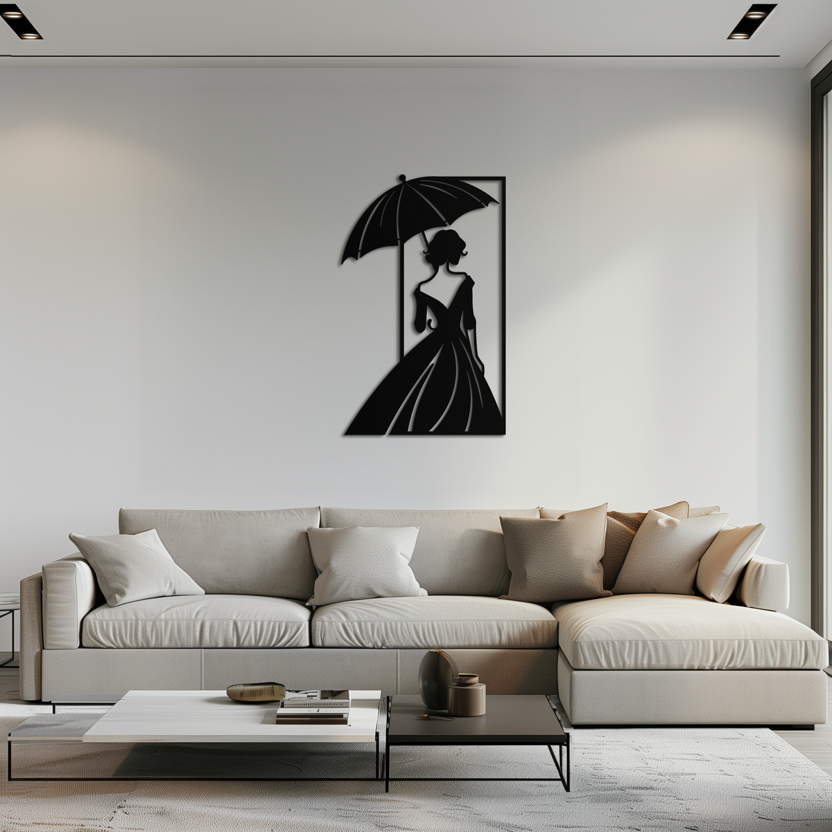 Metal Woman Silhouette Wall Art - Modern Elegant Female Panel