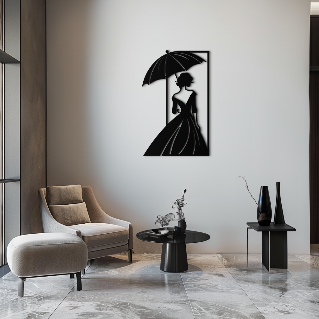 Metal Woman Silhouette Wall Art - Modern Elegant Female Panel