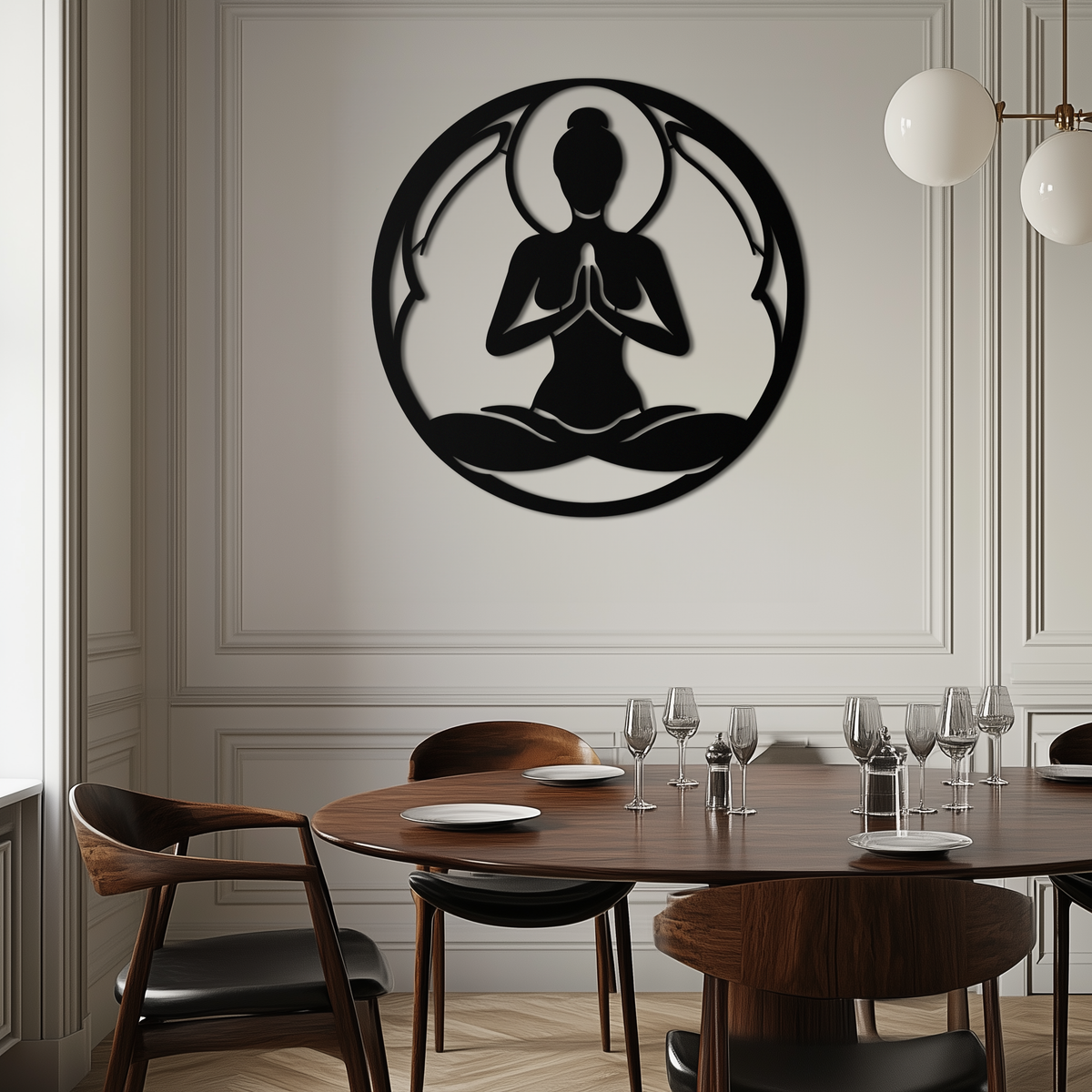 Yoga Silhouette Metal Wall Art - Minimalist Zen Meditation Decor