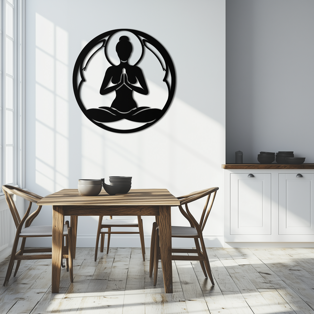 Yoga Silhouette Metal Wall Art - Minimalist Zen Meditation Decor