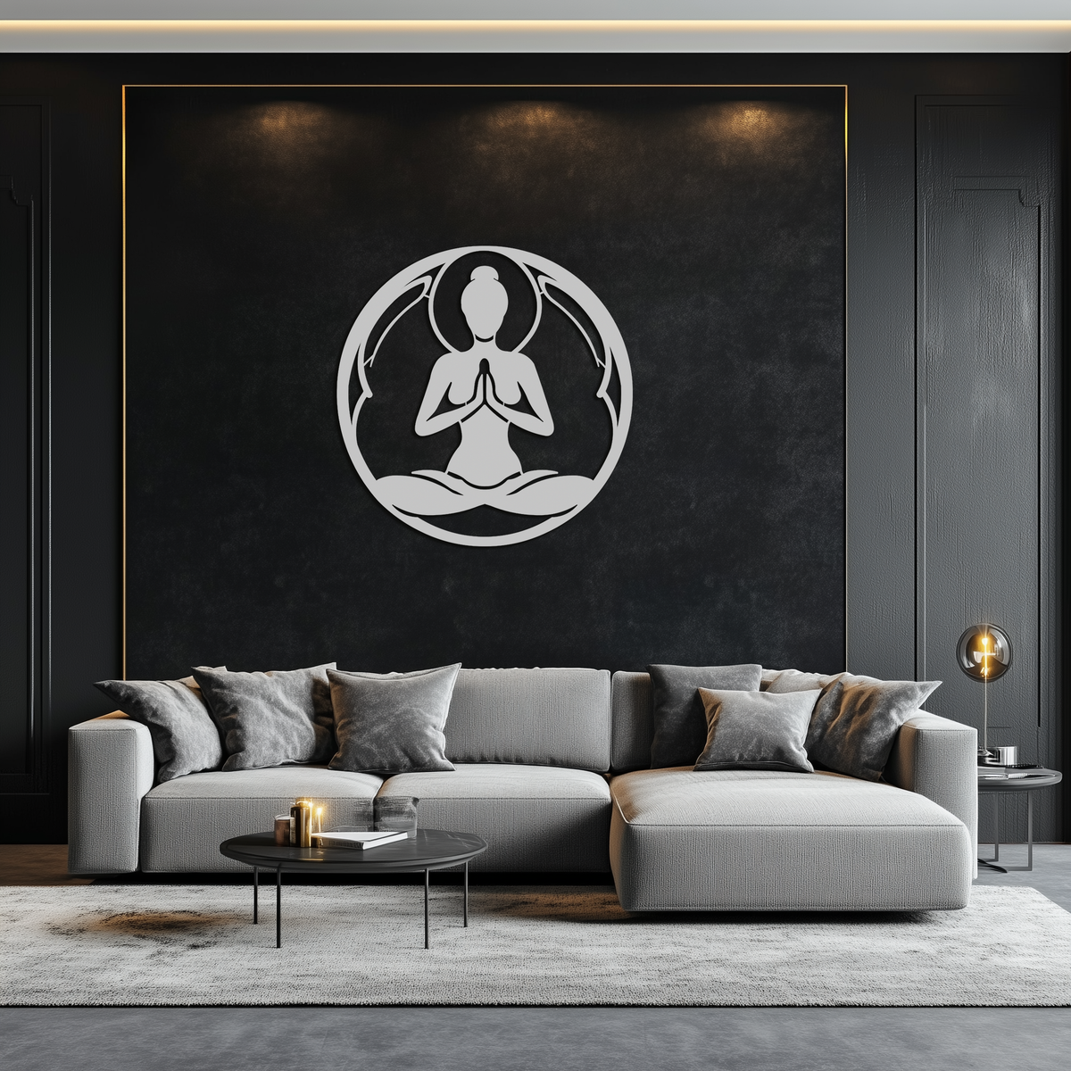 Yoga Silhouette Metal Wall Art - Minimalist Zen Meditation Decor
