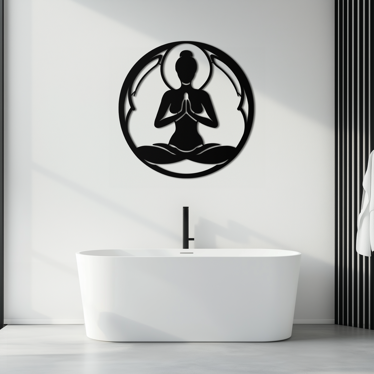 Yoga Silhouette Metal Wall Art - Minimalist Zen Meditation Decor