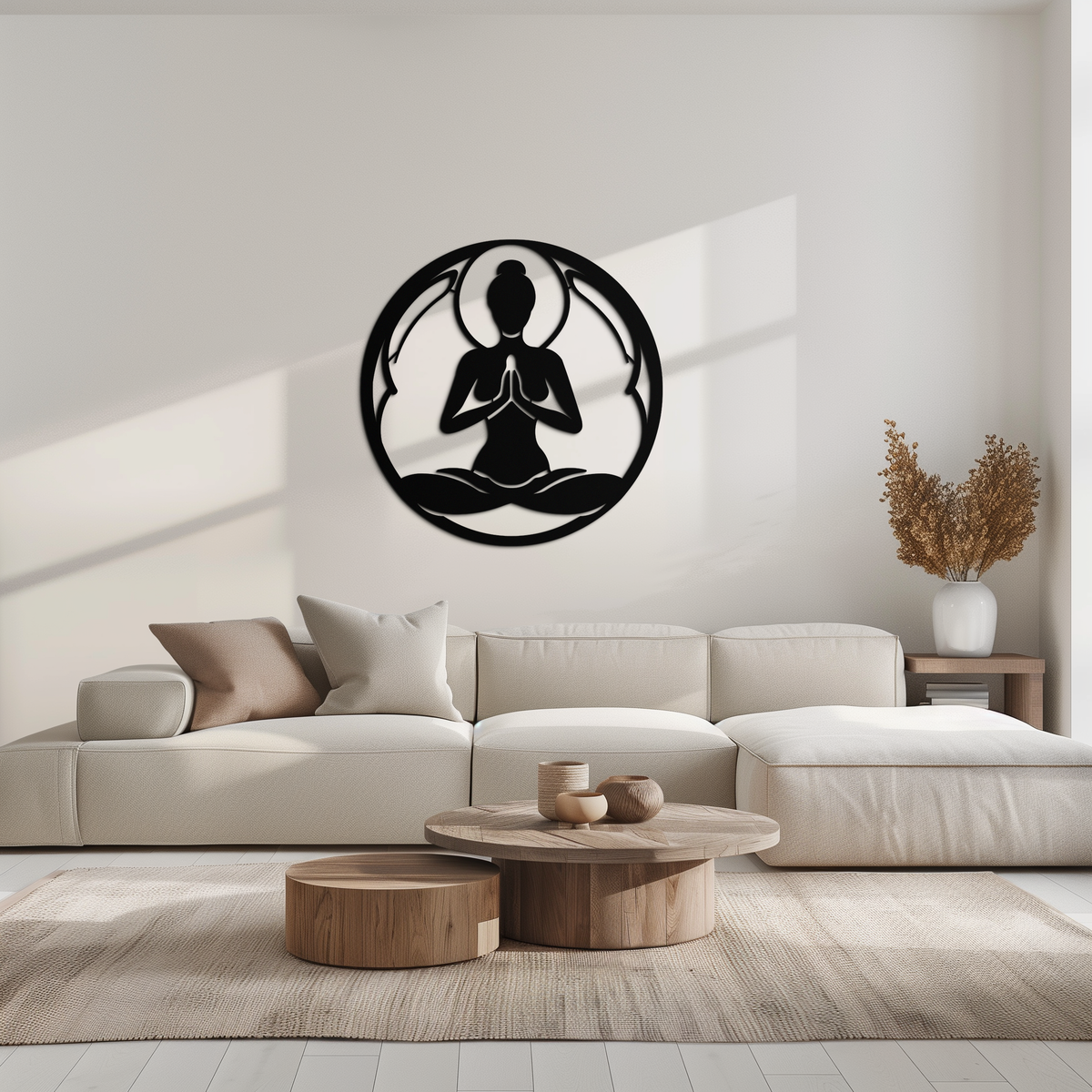 Yoga Silhouette Metal Wall Art - Minimalist Zen Meditation Decor