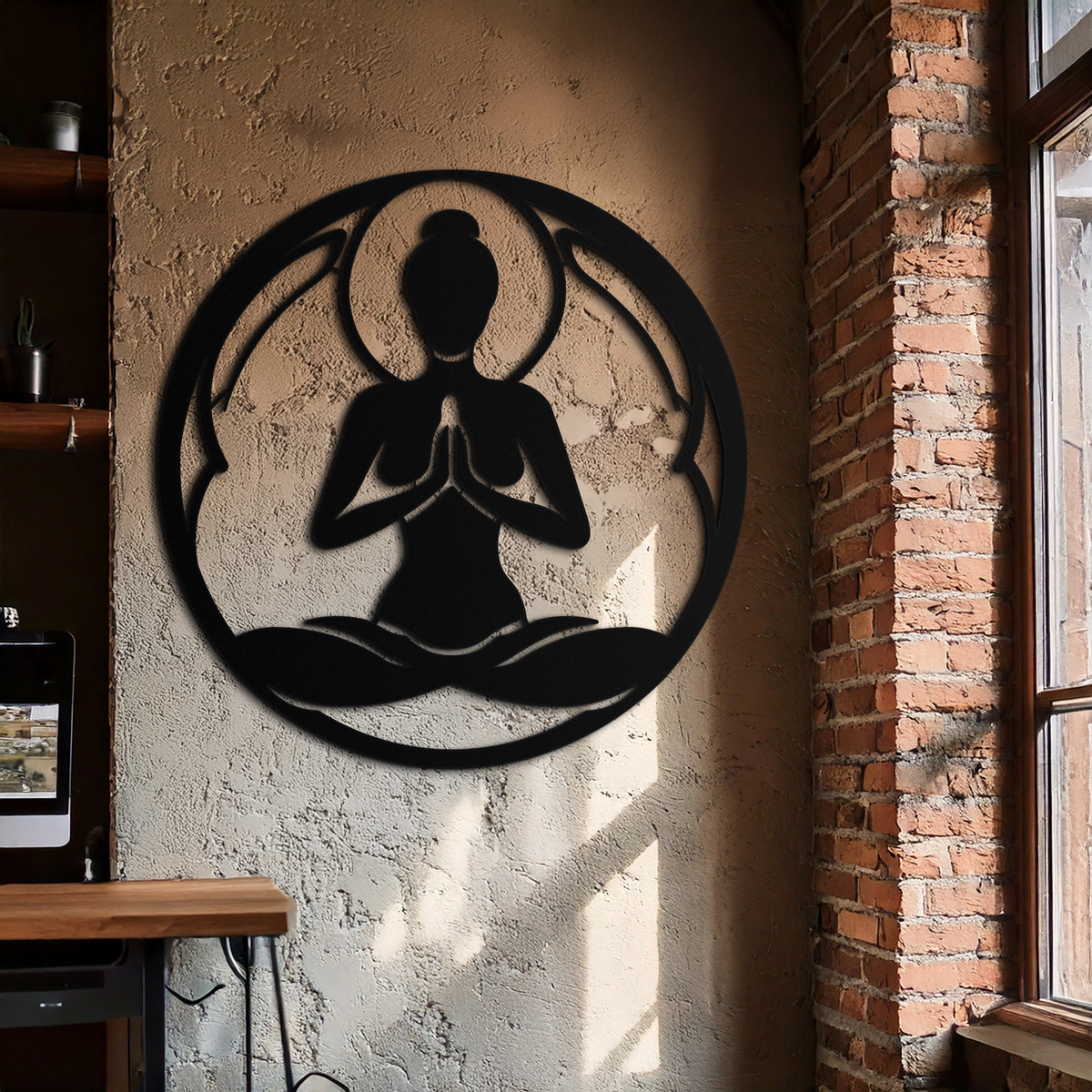 Yoga Silhouette Metal Wall Art - Minimalist Zen Meditation Decor