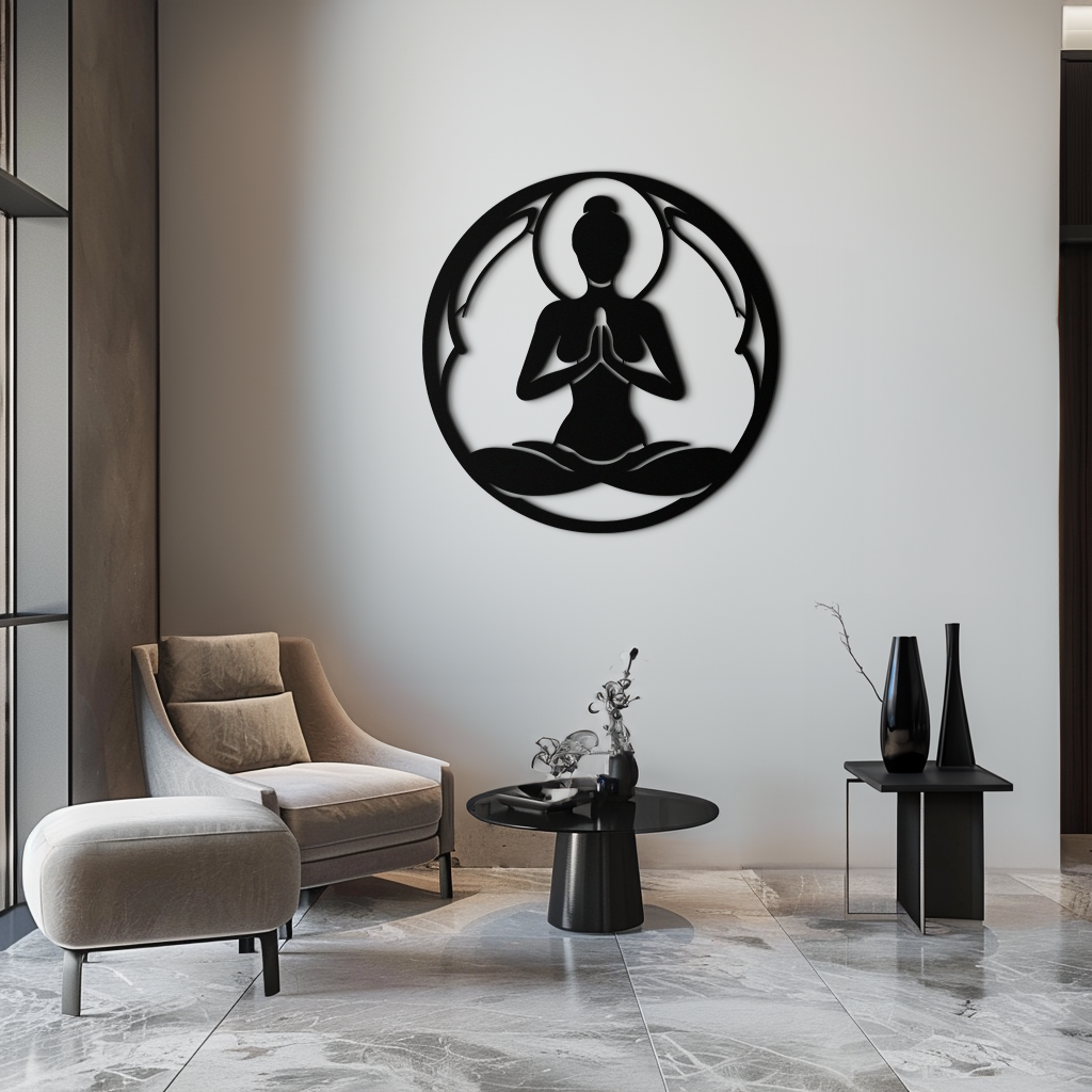 Yoga Silhouette Metal Wall Art - Minimalist Zen Meditation Decor