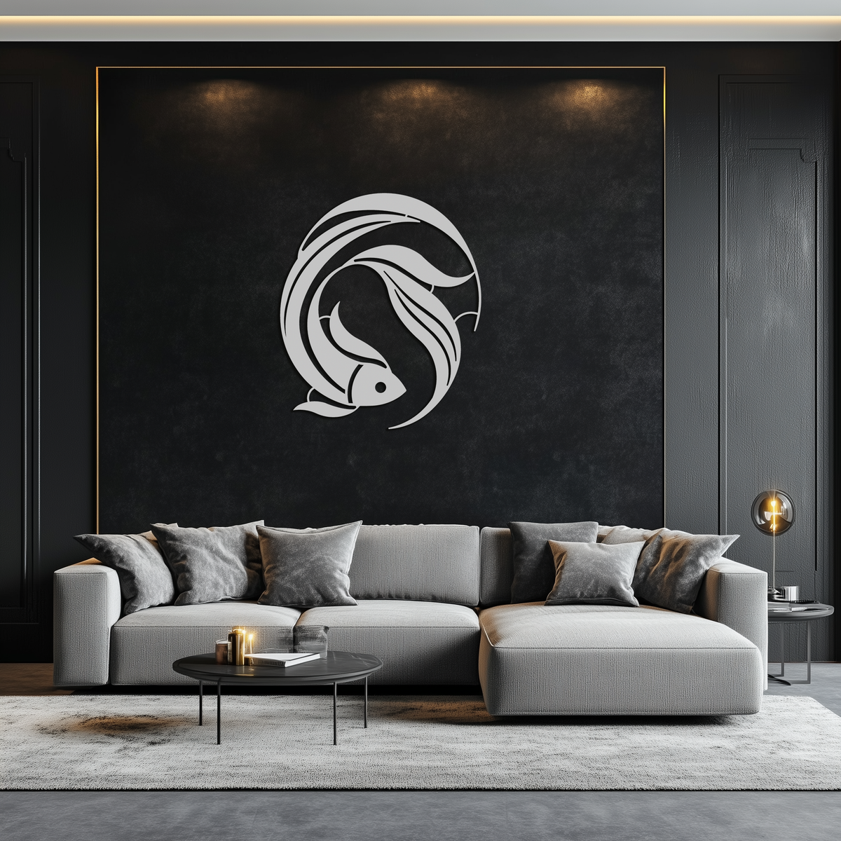 Metal Japanese Fish Wall Art - Minimalist Elegant Ocean Design