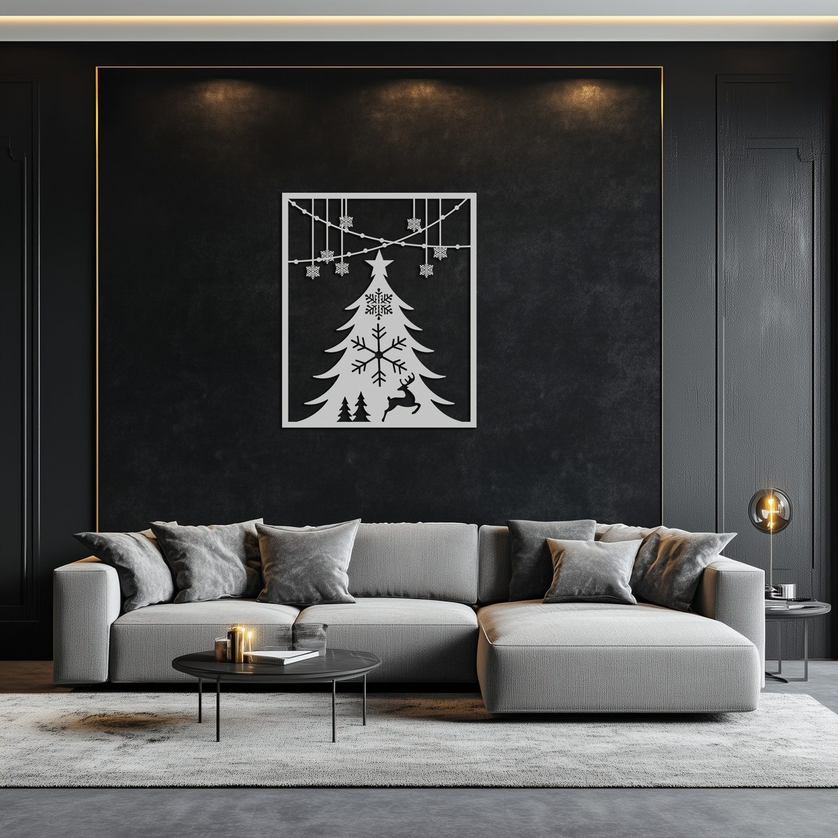 Metal Wall Art Christmas Tree Elegant Holiday Silhouette Modern Festive Decor