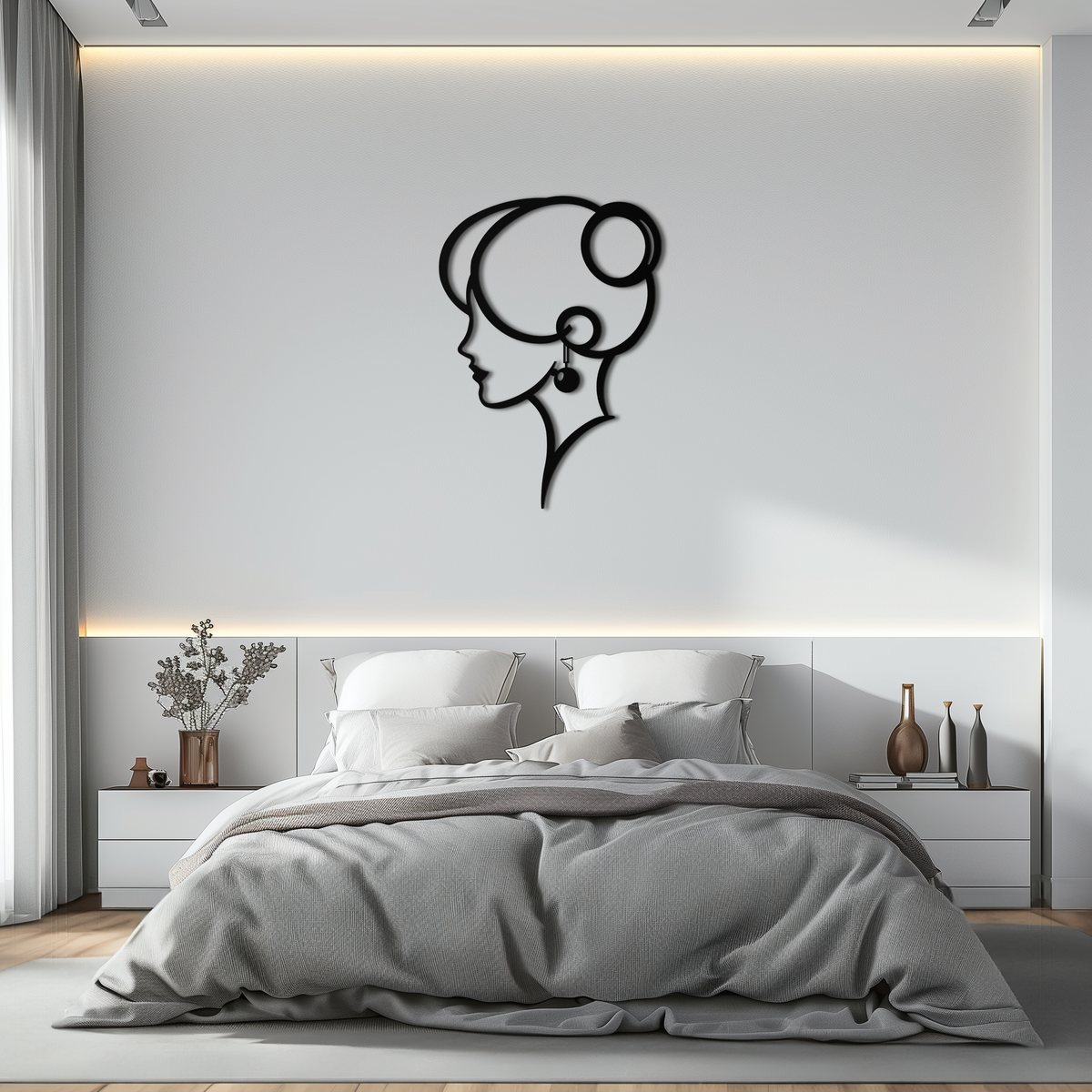 Woman Silhouette Metal Wall Art - Elegant Modern Contemporary Minimalist Home Design