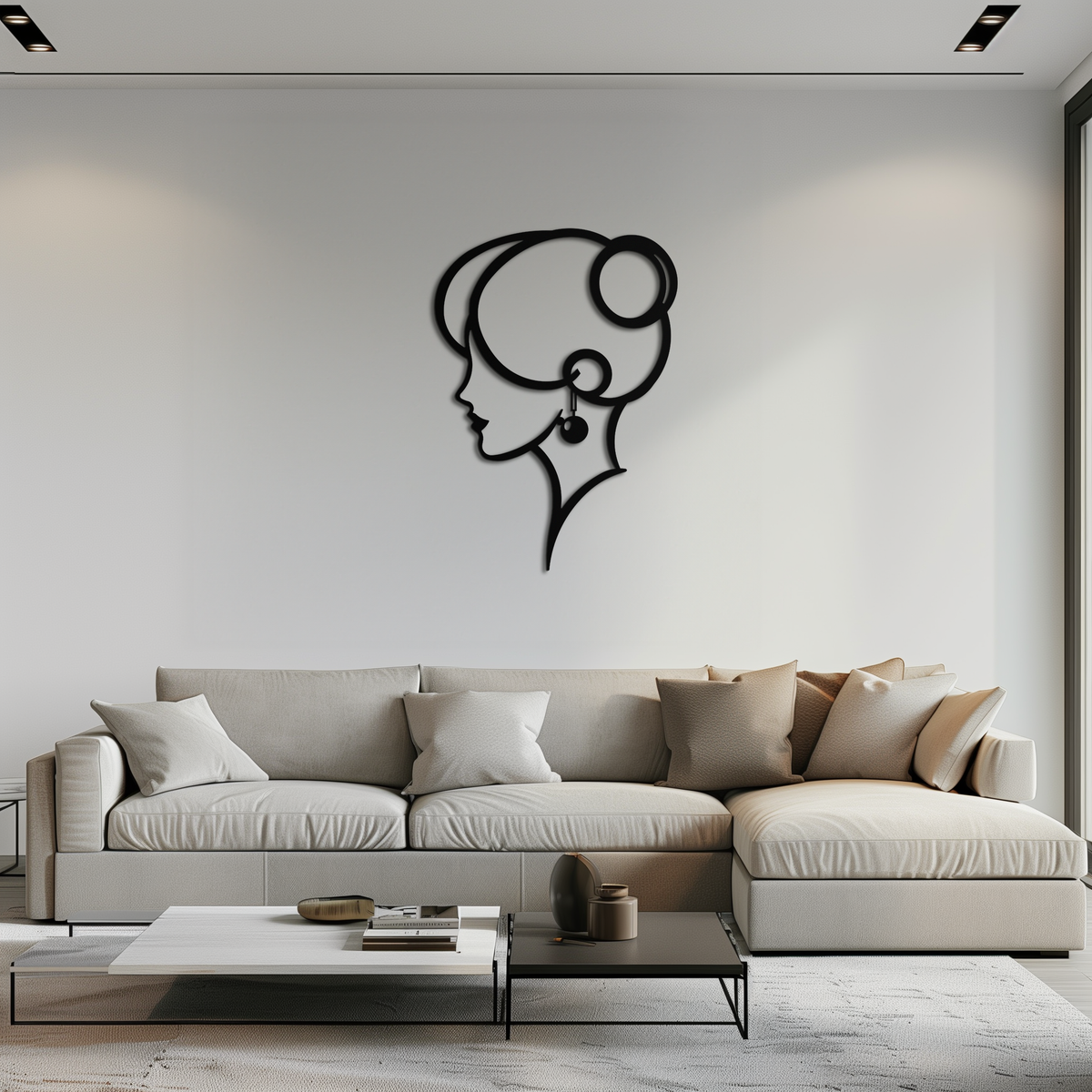 Woman Silhouette Metal Wall Art - Elegant Modern Contemporary Minimalist Home Design