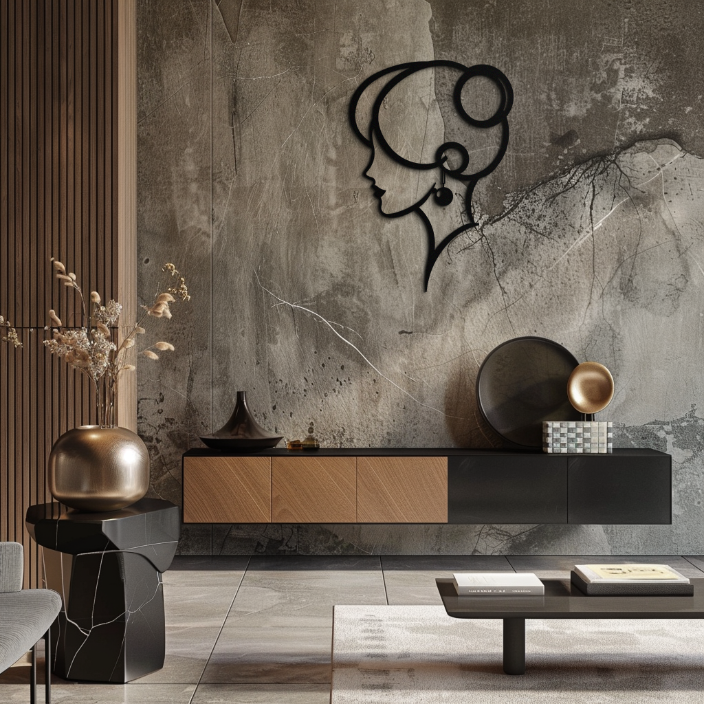 Woman Silhouette Metal Wall Art - Elegant Modern Contemporary Minimalist Home Design