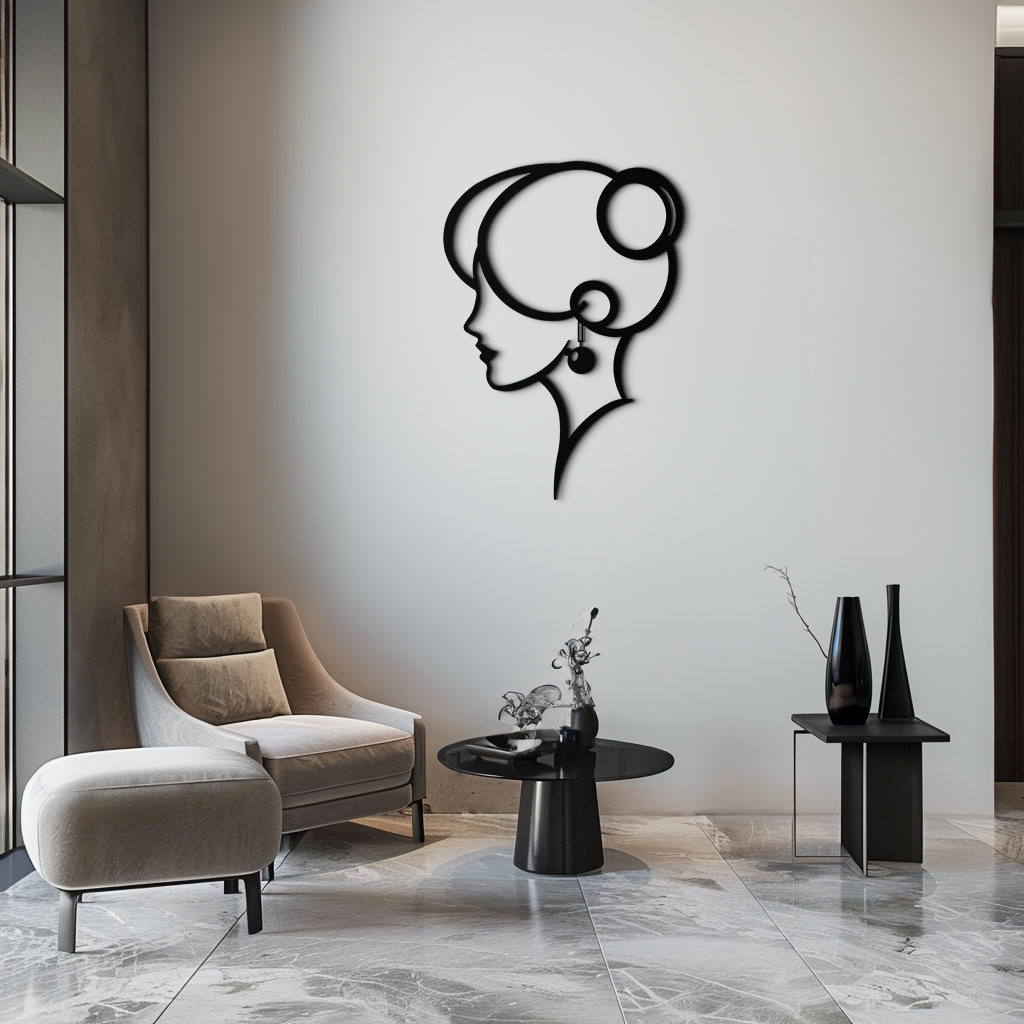 Woman Silhouette Metal Wall Art - Elegant Modern Contemporary Minimalist Home Design