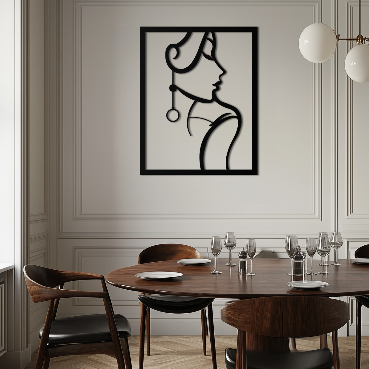 Elegant Female Silhouette Steel Wall Art - Minimalist Sophisticated Metal Home Decor