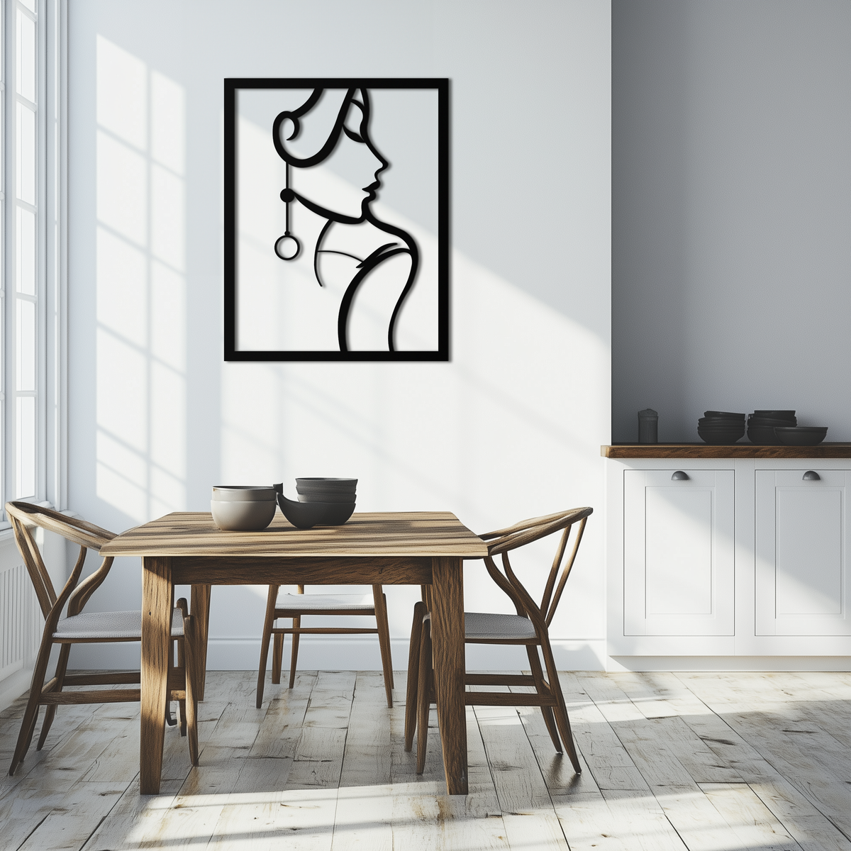 Elegant Female Silhouette Steel Wall Art - Minimalist Sophisticated Metal Home Decor