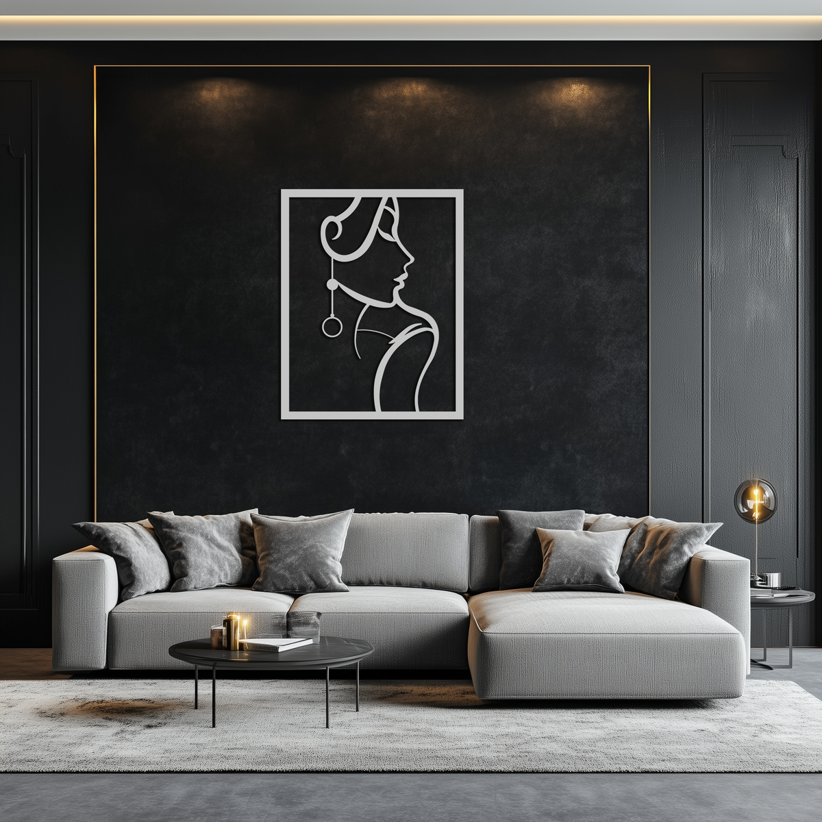 Elegant Female Silhouette Steel Wall Art - Minimalist Sophisticated Metal Home Decor