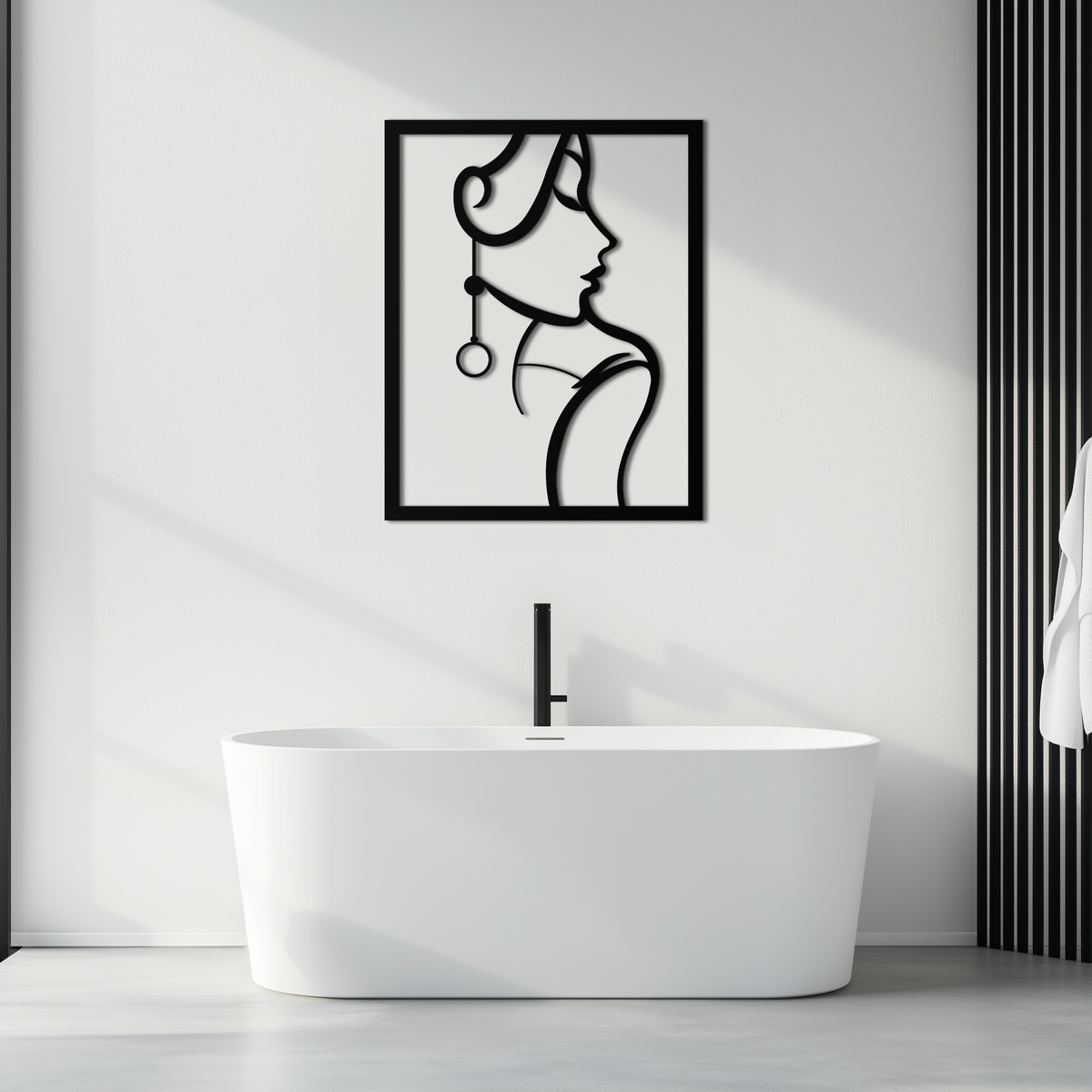 Elegant Female Silhouette Steel Wall Art - Minimalist Sophisticated Metal Home Decor