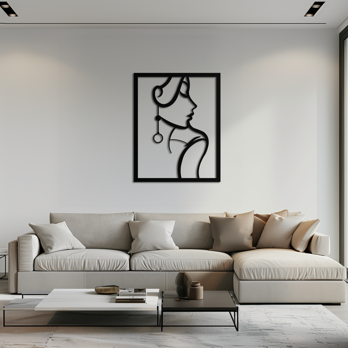Elegant Female Silhouette Steel Wall Art - Minimalist Sophisticated Metal Home Decor