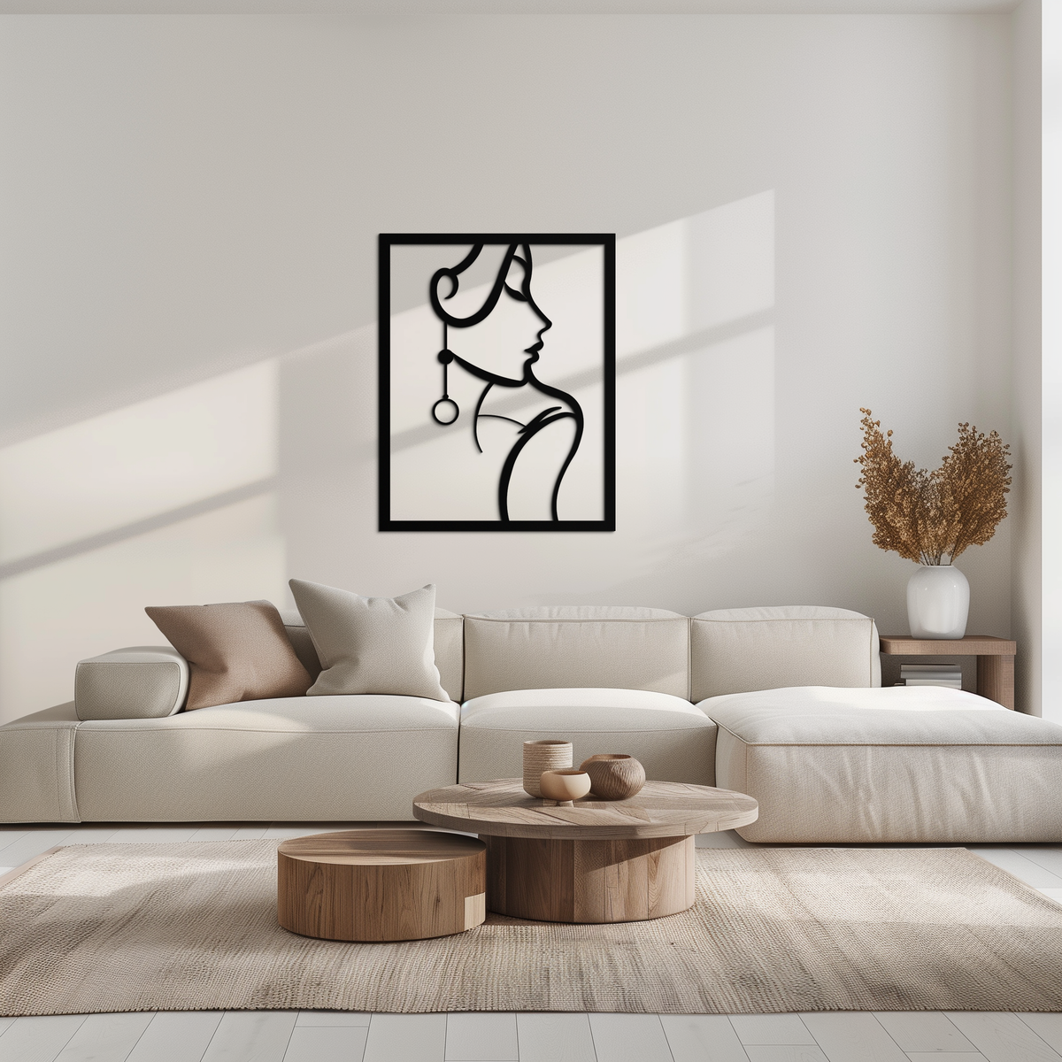 Elegant Female Silhouette Steel Wall Art - Minimalist Sophisticated Metal Home Decor