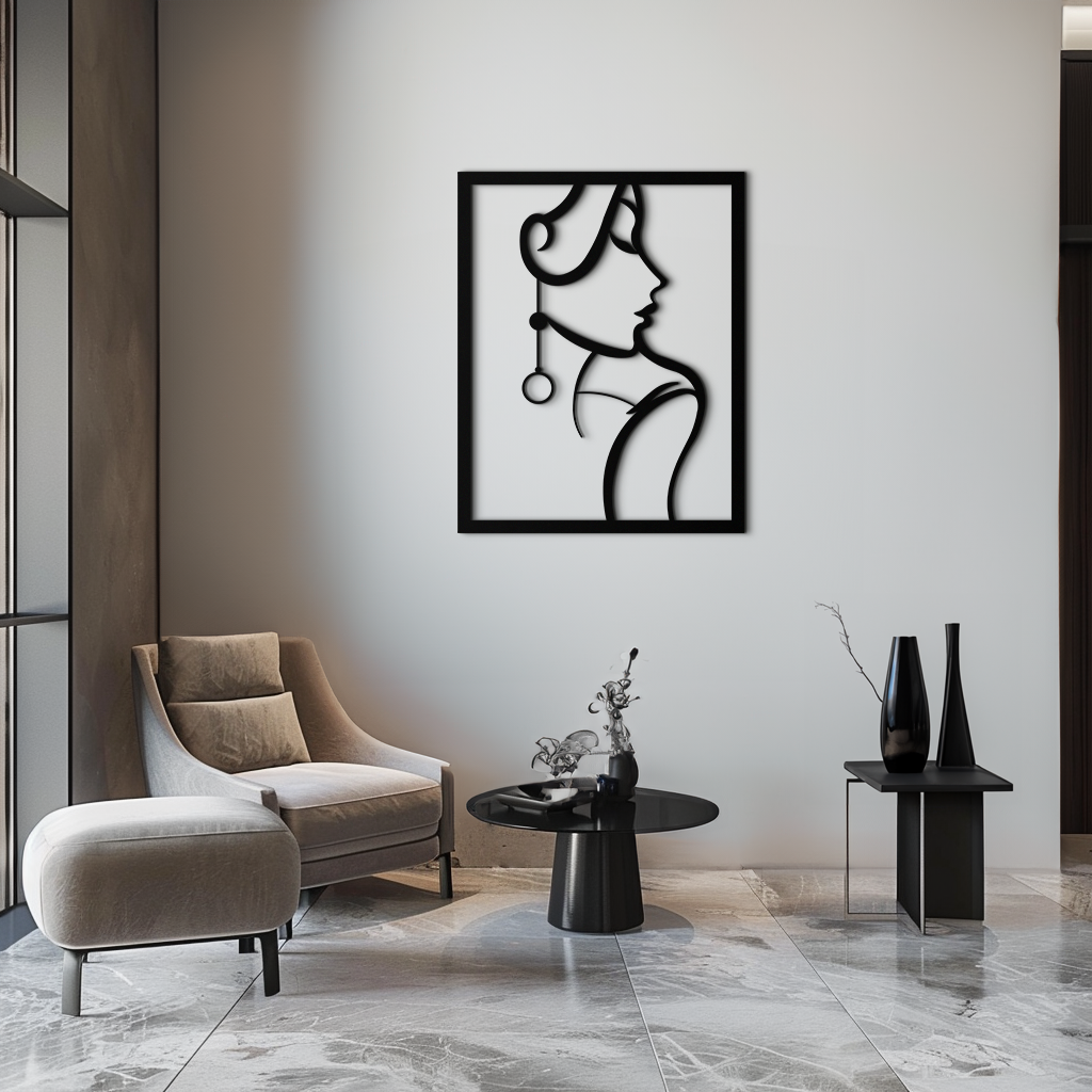 Elegant Female Silhouette Steel Wall Art - Minimalist Sophisticated Metal Home Decor