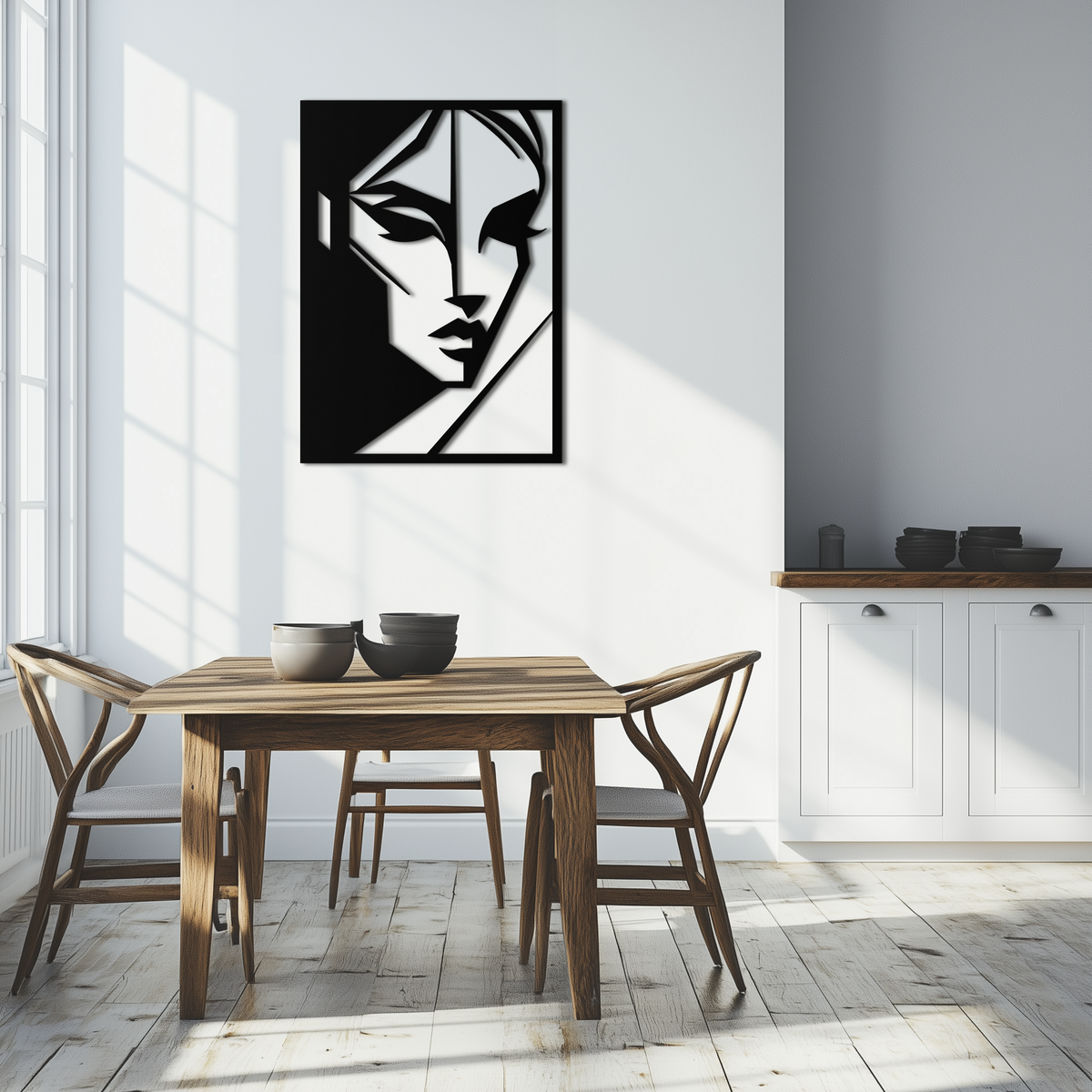 Metal Wall Art Geometric Woman Silhouette - Minimalist Design