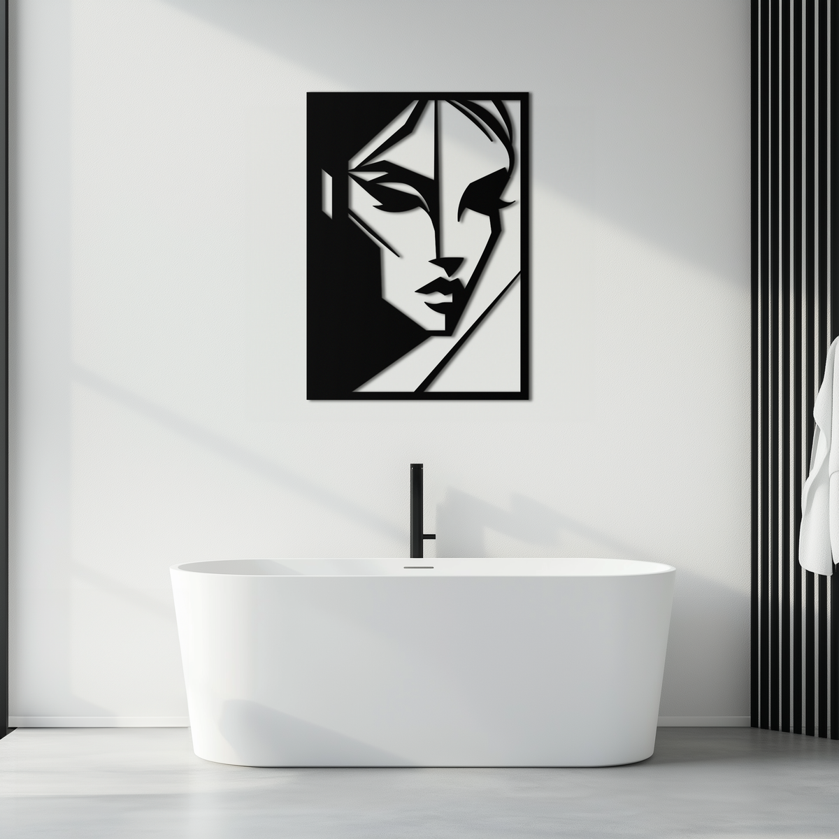 Metal Wall Art Geometric Woman Silhouette - Minimalist Design