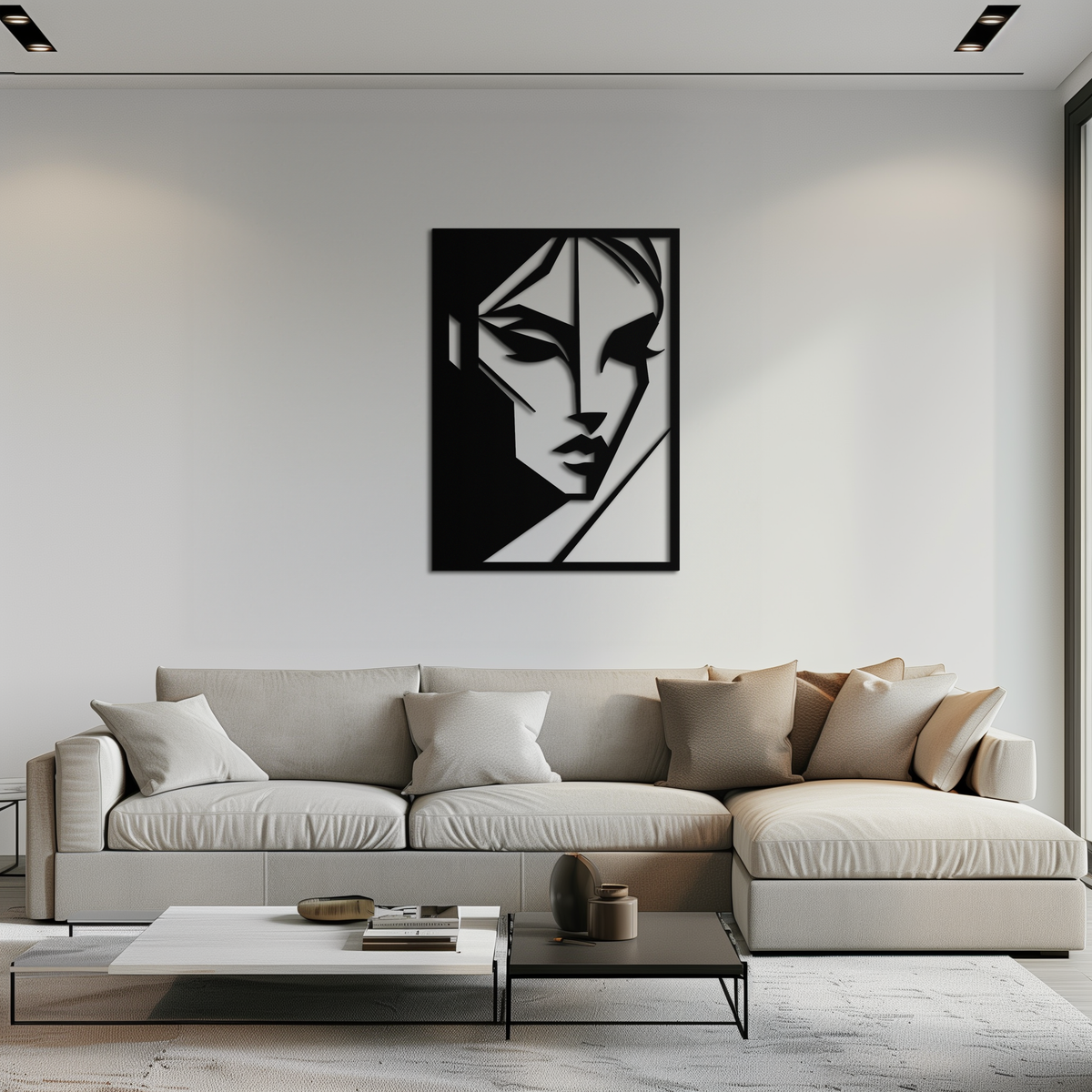 Metal Wall Art Geometric Woman Silhouette - Minimalist Design