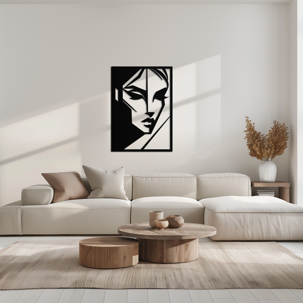 Metal Wall Art Geometric Woman Silhouette - Minimalist Design