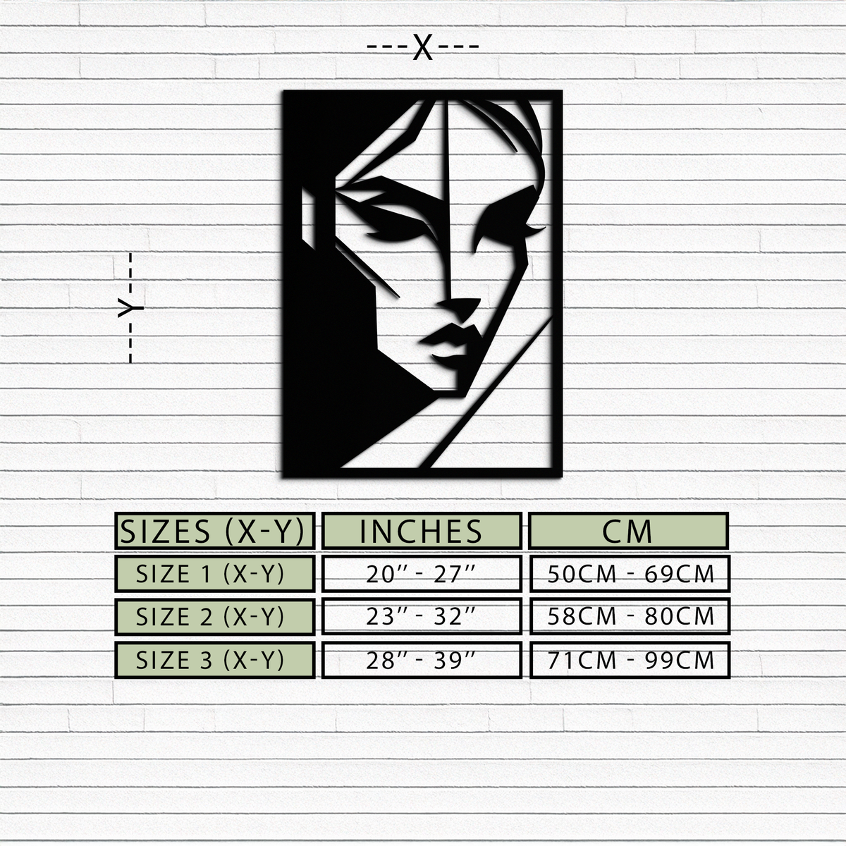 Metal Wall Art Geometric Woman Silhouette - Minimalist Design