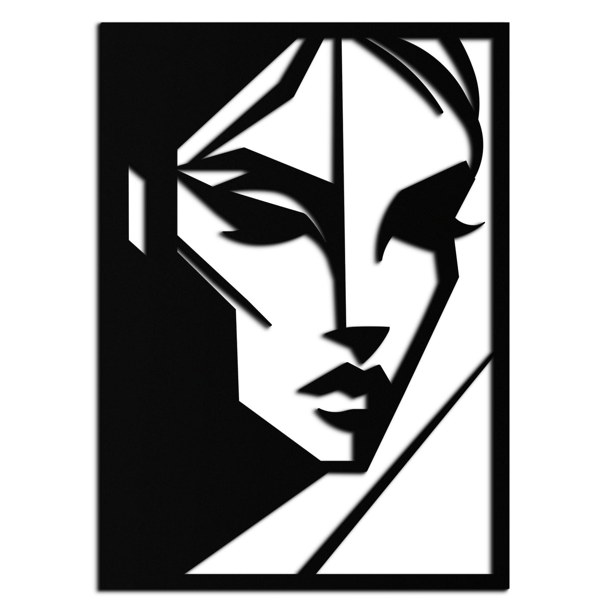 Metal Wall Art Geometric Woman Silhouette - Minimalist Design