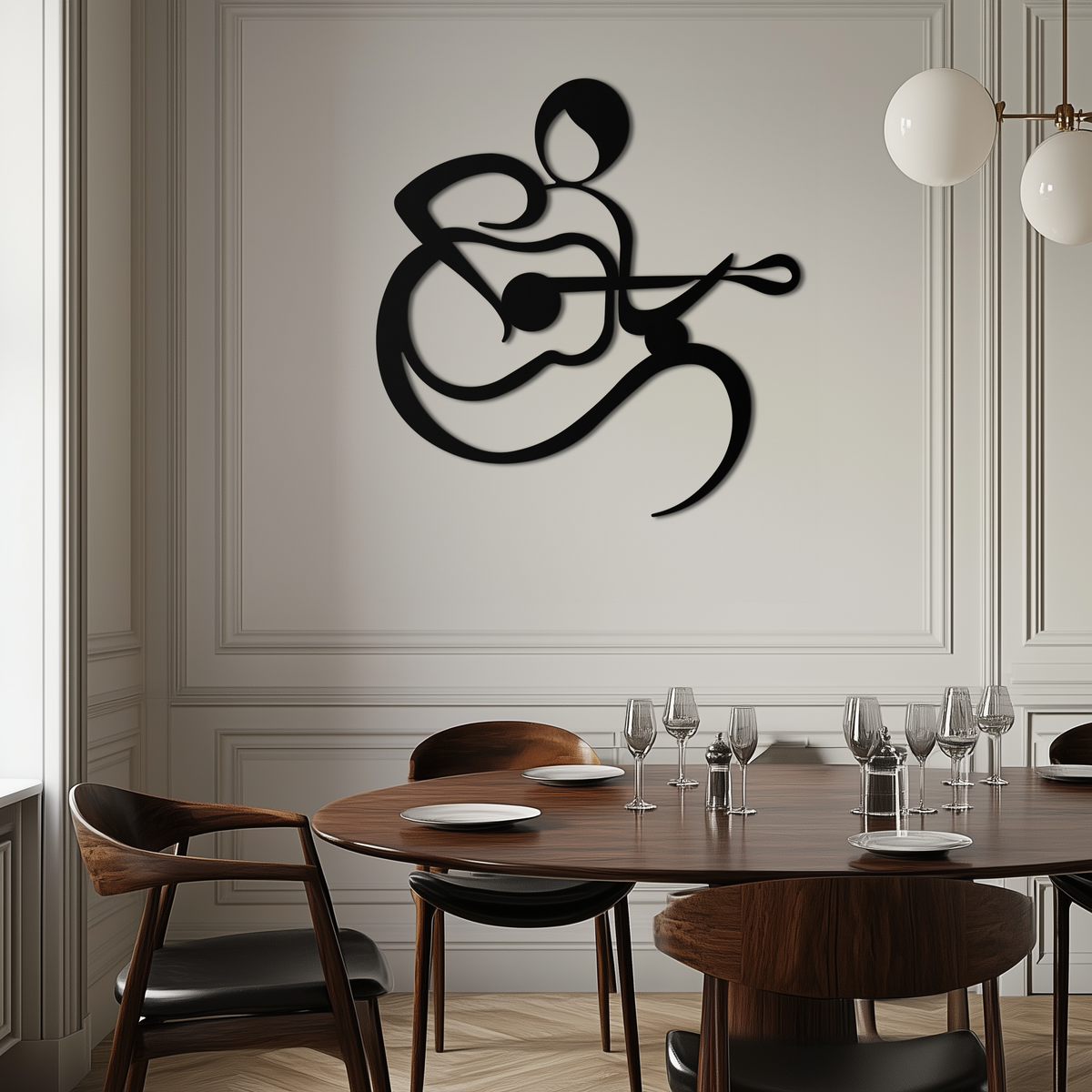 Metal Wall Art Guitarist Black Abstract Minimalist Modern Decor