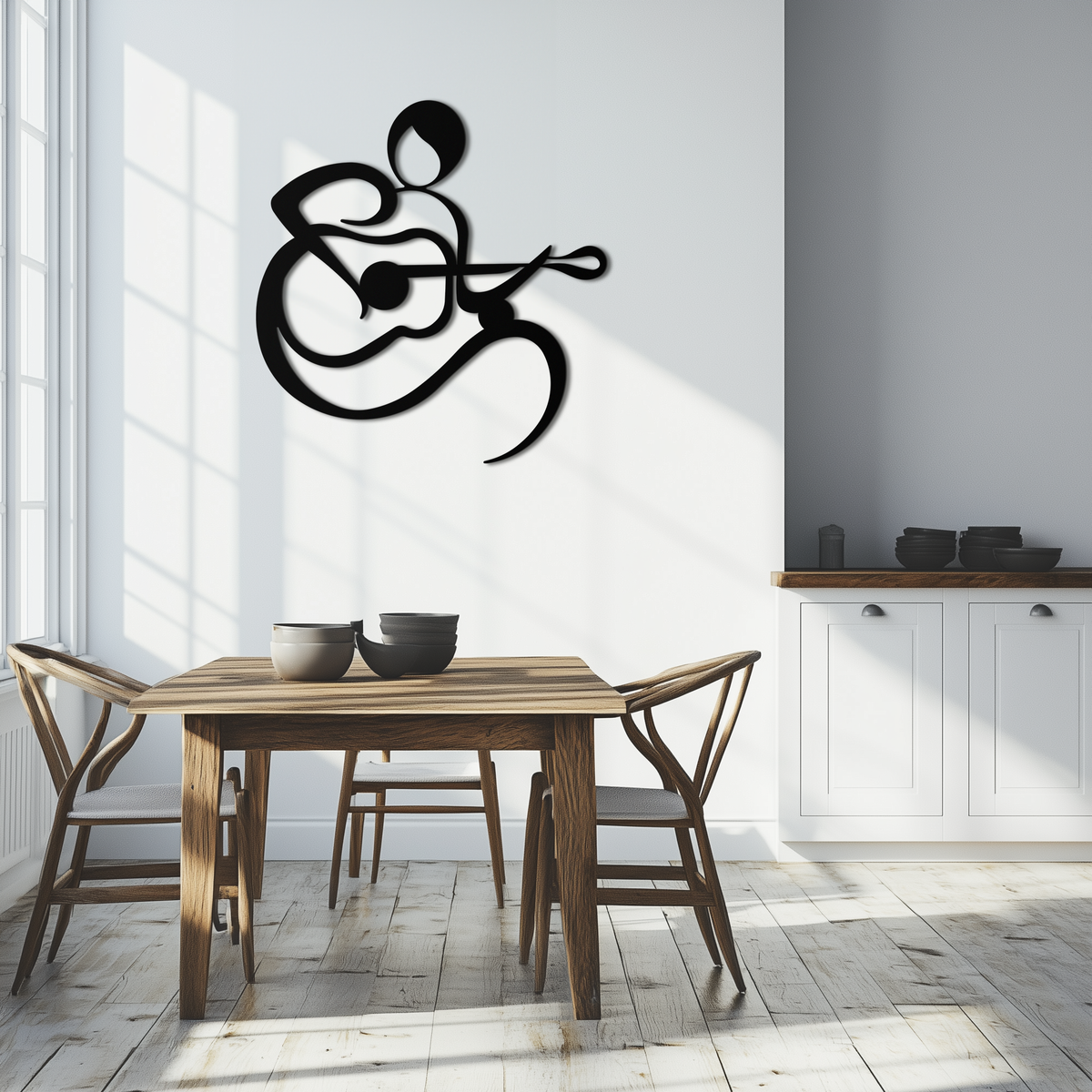 Metal Wall Art Guitarist Black Abstract Minimalist Modern Decor