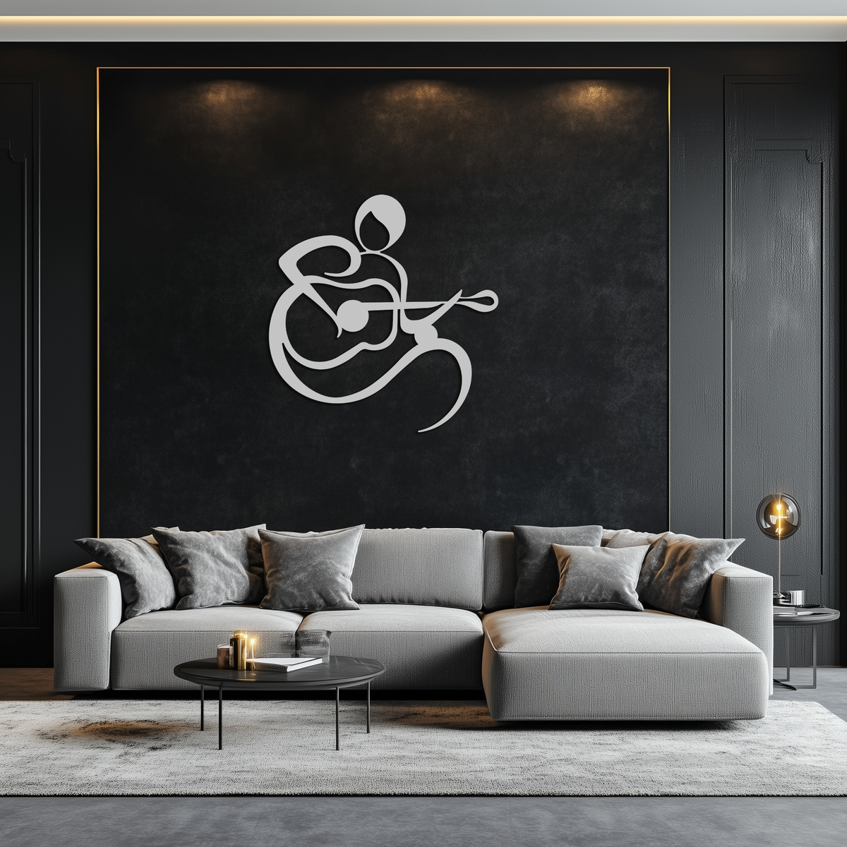 Metal Wall Art Guitarist Black Abstract Minimalist Modern Decor