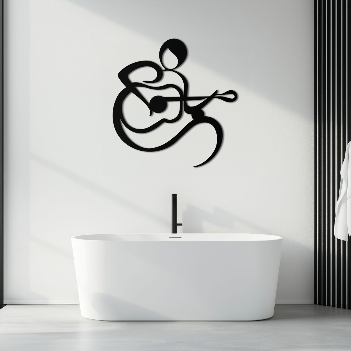 Metal Wall Art Guitarist Black Abstract Minimalist Modern Decor