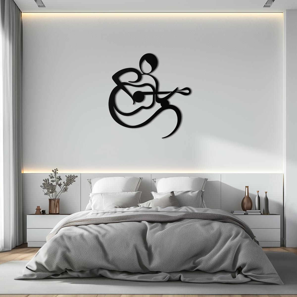 Metal Wall Art Guitarist Black Abstract Minimalist Modern Decor
